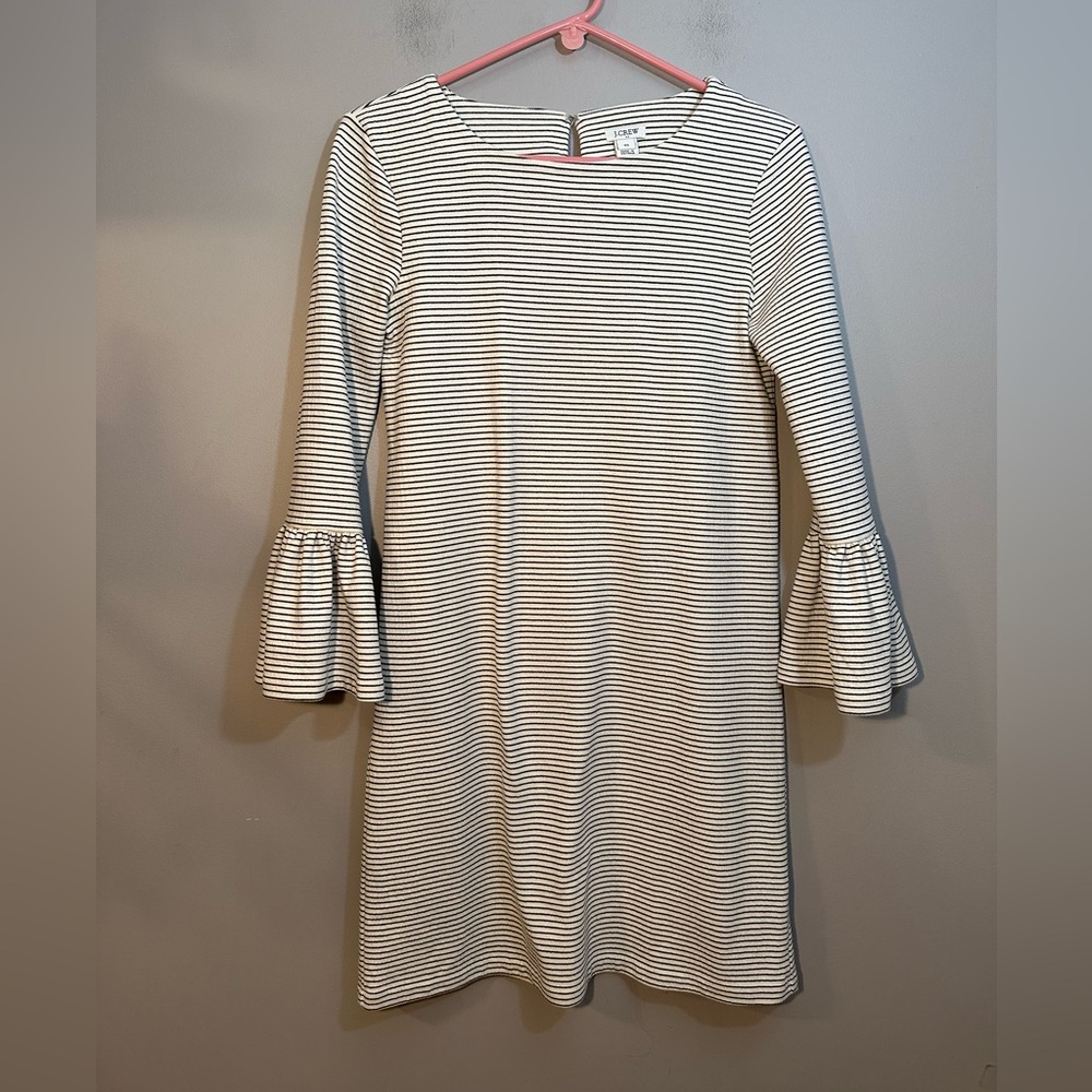 J. Crew Striped ruffle-sleeve dress Size XS